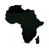 CONTEMPORARY SMOKED GLASS TWO-PIECE WALL MIRROR, in the shape of Africa, bevelled plate