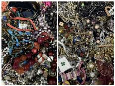 LARGE ASSORTMENT OF COSTUME JEWELLERY, contained in two boxes Provenance: private collection