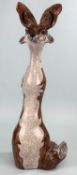 JENNIE HALE humorous raku sculpture - seated fox, incised signature to base, 77cms (h) Provenance: