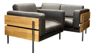 HABITAT FORUM TWO-SEATER SOFA & MATCHING ARMCHAIR, originally designed by Robin Day, upholstered