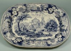 JOHN MEIR & SON TRANSFER PRINTED INDENTED MEAT PLATE, 19th century, printed in light blue, Italian