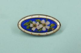 MARIUS HAMMER (1847-1927), NORWAY SILVER & GUILLOCHÉ FLORAL OVAL BROOCH, marked 'Sterling'