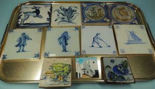 NUMBER OF DELFT & OTHER TILES, including reproductions (11) Provenance: private collection