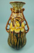 MINTONS ART NOUVEAU PRINTWARE VASE, decorated throughout with irises, base with printed mark and