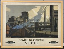 BRITISH RAILWAYS POSTER 'SERVICE TO INDUSTRY STEEL', designed by Norman Wilkinson, published by