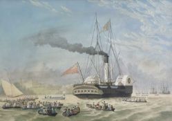 19TH C. BRITISH SCHOOL watercolour - HMY Victoria & Albert paddle steamer, 24.5 x 35cms