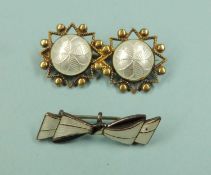 NORWEGIAN ENAMELLED SILVER-GILT BROOCH by Arnie Nordlie; together with silver and guilloché