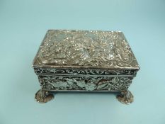 DUTCH SILVER JEWELLERY CASKET, Chester import marks, 1903, 6.5 (h) x 14.5 (w) x 11cms (d), 10.5ozt
