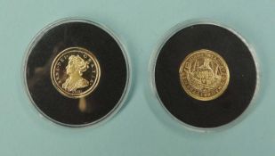 TWO 9CT GOLD REPLICA COINS, each 3.2g Provenance: private collection Wirral