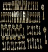 VICTORIAN CANTEEN OF SILVER FIDDLE, THREAD & SHELL PATTERN CUTLERY, twelve dinner forks, twelve