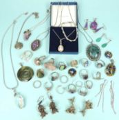 ASSORTED COSTUME JEWELLERY, including various modernist sterling silver dress rings, various