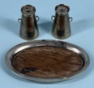 PAIR OF EDWARD VII SILVER MILK CHURN PEPPERETTES, William Dudley, Birmingham 1906, 5.5cms (h); and