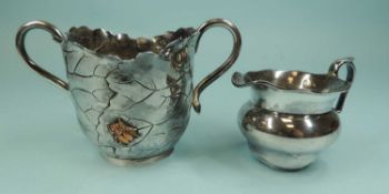 AMERICAN STERLING SILVER LOVING CUP, Howard & Co., c. 1900, worked with insects and leaves,