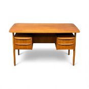 MID-CENTURY DANISH TEAK DESK, designed by Gunnar Nielsen for Tibergaard, c. 1960s, 73 (h) x 130 (