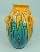 MINTONS SECESSIONIST SMALL VASE, pattern no. 44, with four lug handles, printed marks, 16cms (h)