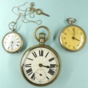 CONTINENTAL 935 STANDARD SILVER FOB WATCH with gilt detail dial, 39mms (diam.); together with a