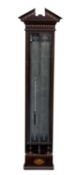 DUTCH MAHOGANY CASED MERCURY BAROMETER, case inlaid with chequered stringing and with oval conch