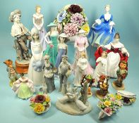 COLLECTION OF ORNAMENTAL CERAMICS, including Royal Doulton, Coalport, Hummel, and Lladró figures,