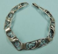 DANISH ARTS & CRAFTS 830 STANDARD SILVER BRACELET by Bernhard Hertz (1834-1909), worked with open