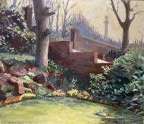 MAVIS BLACKBURN (1923-2005) acrylic on board - 'The Column from my Garden', signed, 53 x 61cms