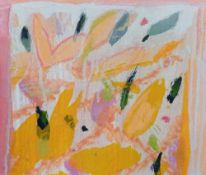 DIANA HEEKS (b. 1944) mixed media - 'Floral', signed, 16 x 18cms