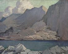 HARRY HUGHES WILLIAMS (1892-1953) oil - 'Snowdonia Lake and Mountains', signed, 39 x 50cms Comments: