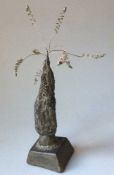 DILYS JACKSON (b. 1938) cast iron and brass - 'Seed Form', unsigned, 30 x 10cms