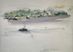 ISHBEL MCWHIRTER (b. 1927) limited edition (94/500) digital print - 'Port Penrhyn and Boat', signed,