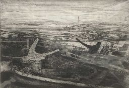 GEOFF YEOMANS (1934-2021) etching - 'Homage to Paul Nash', signed and dated 2006, 39 x 43cms