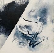 GILLY THOMAS (b. 1948) acrylic on canvas - 'Warding Off', signed, 30 x 30cms