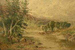 ARTHUR BRANDISH HOLTE (1829-1907) watercolour - 'River Landscape with Trees', signed, c. 1880s, 17 x