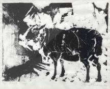 SALLY MATTHEWS limited edition (5/100) linocut - 'Black Sheep', signed and dated 2004, 15 x 20cms