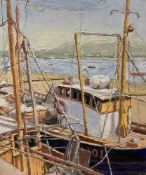 MAVIS BLACKBURN (1923-2005) oil on board - 'Fishing Boats, Conwy', signed, 61 x 51cms Comments: