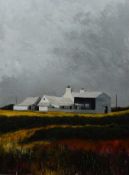 BOB SHIRES (b. 1947) acrylic on board - 'Gromlech near Rhoscolyn', signed with artist's mark and