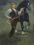 ANEURIN JONES acrylic on card - untitled, Welsh cob running, signed, 60 x 42cms Comments: framed,