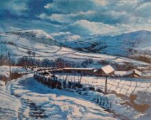 NICOLE WAKEFIELD (1960-2020) digital print - snowy blue landscape, signed and dated 2008, 20 x 25cms