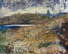 PETER KETTLE (b. 1987) oil on canvas - untitled, Mon landscape, signed, 20 x 25cms Comments: framed