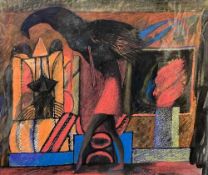 GARETH DAVIES mixed media - untitled, bird woman, unsigned, 47 x 57cms Provenance: donated Comments: