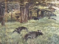 HILARY JOHNSON limited edition (82/500) print - 'Cows at Tal y Min', signed, 26 x 39cms Comments: