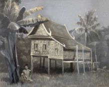 E. A. NORBURY (1849-1918) watercolour - 'Siamese Teak Wood House', signed, 23 x 30cms Provenance: