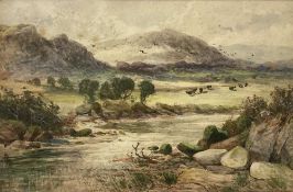 ARTHUR BRANDISH HOLTE (1829-1907) watercolour - 'River Landscape with Cattle in Distance', unsigned,