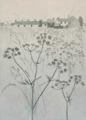 IOLA SPAFFORD (b. 1930) limited edition (37/75) etching - 'Houses on the Green', signed, 5 x 25cms