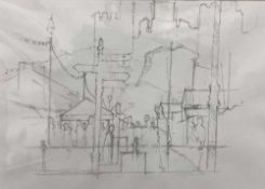 ELFYN JONES (b. 1939) pencil - untitled, Conwy street scene 2, unsigned, 32 x 40cms Provenance: