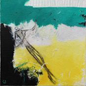 GILLY THOMAS (b. 1948) acrylic on canvas - 'At an Angle to the World', signed, 30 x 30cms