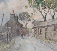 MAURICE GREENWOOD (1930-2022) watercolour - 'Farmyard', signed, 31 x 42cms Comments: framed