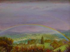 PHILIPPA JACOBS oil on canvas - 'Low Rainbow over the Dee Valley', signed and dated 2024, 50 x 40cms
