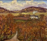 DAVID LLOYD GRIFFITH (b. 1956) oil - 'Autumn, Nentydd', signed and dated 2014, 49 x 53cms