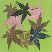 RUTH THOMAS botanical monotype - 'Whispering Leaves VII', initialled and dated 2007, 12 x 12cms