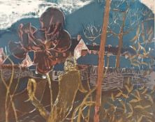 LESLIE JONES limited edition (3/10) lithograph - 'The Conversation', signed and dated 1957, 50 x