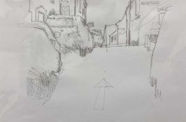 ELFYN JONES (b. 1939) pencil - untitled, Conwy Street scene 1, signed, 31 x 40cms Provenance: